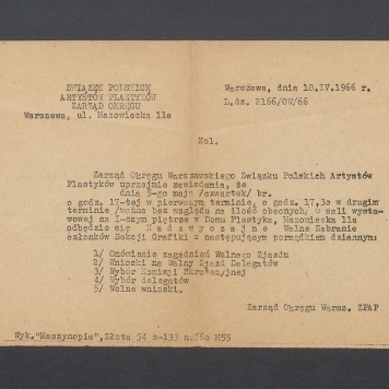 Zawiadomienie o Nadzwyczajnym Walnym Zebraniu członków Sekcji Grafiki