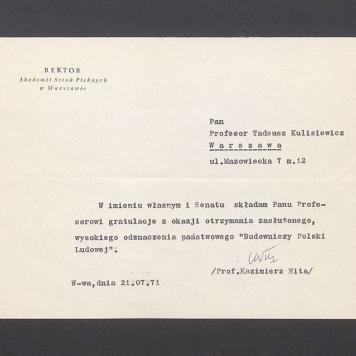 W imieniu własnym i Senatu składam Panu Profesorowi gratulacje [...]