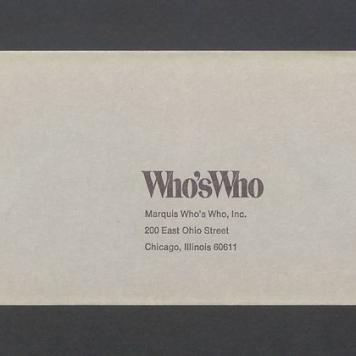 Koperta zwrotna, adr. Who's Who