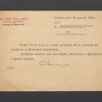 Związek Polskich Artystów Plastyków: zaproszenie na spotkanie z plastykami francuskimi