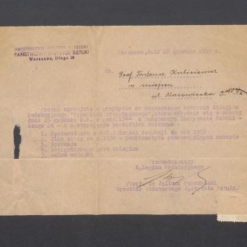 Prośba o przybycie na zebranie Kolegium Redakcyjnego "Przeglądu Artystycznego"