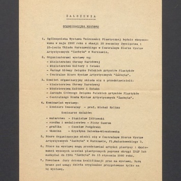 Założenia organizacyjne Ogólnopolskiej Wystawy Twórczości Plastycznej