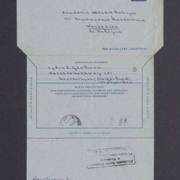 Koperta, adr. Akademia Sztuk Pięknych