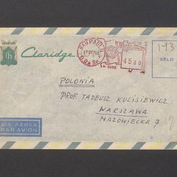 Koperta, adr. Prof. Tadeusz Kulisiewicz