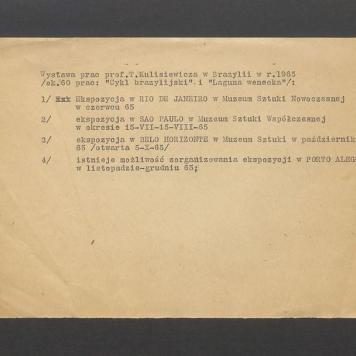 Wystawa prac prof. T. Kulisiewicza w Brazylii w r. 1965
