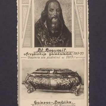 Portret bł. Bogumiła i jego relikwiarz.