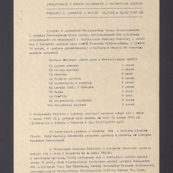 Sprawozdanie z pobytu służbowego w Instytucie Kultury Polskiej w Londynie