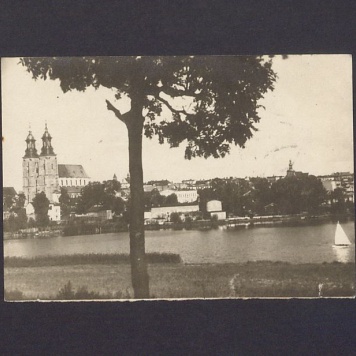 Widok na bazylikę w Gnieźnie od ul. Poznańskiej.