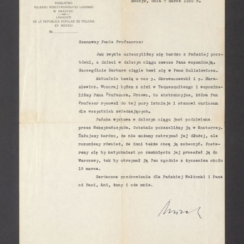 Szanowny Panie Profesorze: Jak zwykle ucieszyliśmy się bardzo z Pańskiej pocztówki [...]