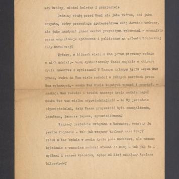 Przemówienie T. Kulisiewicza jako członka Stołecznej Rady Narodowej