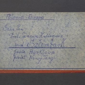Koperta, adr. Szan. Pan Prof. Tadeusz Kulisiewicz
