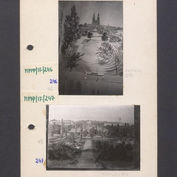 Plan przebudowy miasta Gniezna. Symulacja wystroju placu za katedrą w kierunku kościoła św. Piotra.