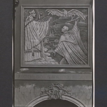 Płaskorzeźba Ojca Efrema. Św. Wojciech błogosławi kościołowi i Polsce.