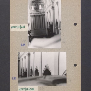 Wnętrze katedry jako sala koncertowa podczas II wojny światowej pozbawione już płaskorzeźb o. Efrema.