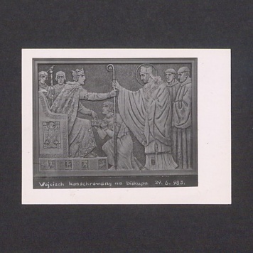 Płaskorzeźba ojca Efrema. Św. Wojciech konsekrowany na biskupa 29-06-983 r.