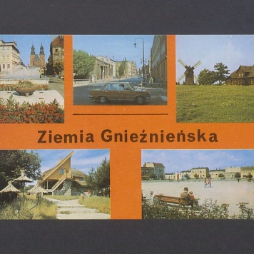 Ziemia gnieźnieńska, pocztówka wieloobrazkowa.