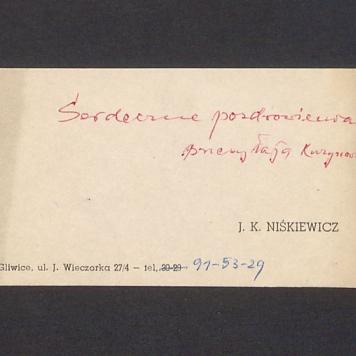 Wizytówka, J. K. Niśkiewicz