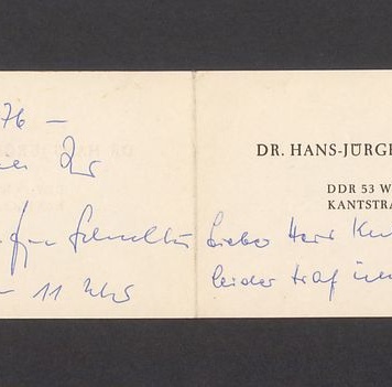 Wizytówka, Dr. Hans-Jurgen Schultze