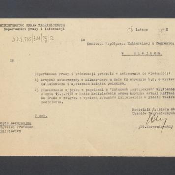 Departament Prasy i Informacji przesyła w załączeniu [...]