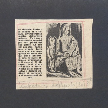 Al "Piccolo Teatro" di Milano si e tenuta un'importante mostra dell'artista polacco Tadeusz Kulisiewicz