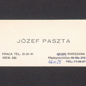 Wizytówka, Józef Paszta