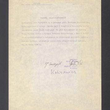 Protokół zdawczo-odbiorczy wypożyczenia prac T. Kulisiewicza do Muzeum Azji i Pacyfiku w Warszawie