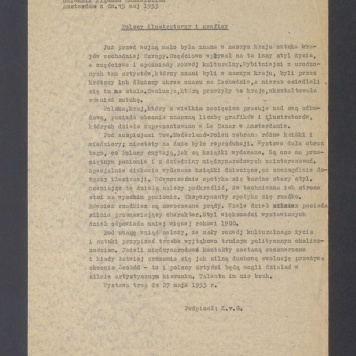 Recenzja. Dziennik Algemen Handelsblad. Polscy ilustratorzy i graficy