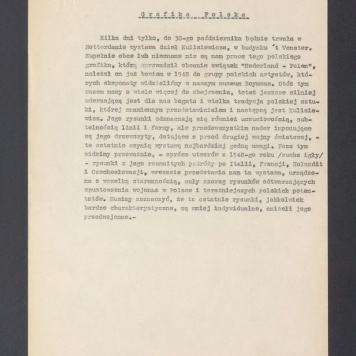 Recenzja. Grafika polska. Kilka dni tylko, do 30-go października będzie trwała w Rotterdamie [...]