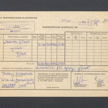 Pokwitowanie komisowe. "Kobieta IV" akt rysunek