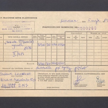 Pokwitowanie komisowe. "Kobieta VI" (krzesło) rysunek