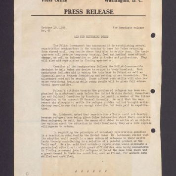 Press release. Aid for returning Poles
