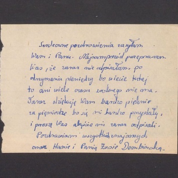 Serdeczne pozdrowienia zasyłam Wam i Panu [...]