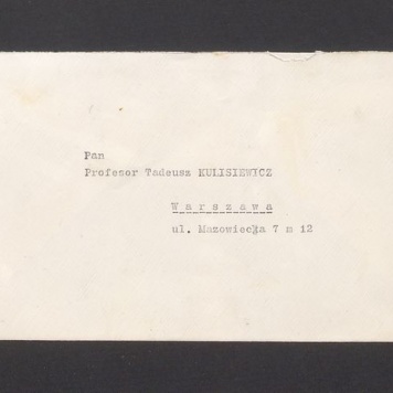 Koperta, Pan Profesor Tadeusz Kulisiewicz