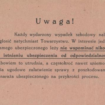 Polisa nr 100.173 Towarzystwa Akcyjnego Polonia na nazwisko Mieczysław Trzeciak