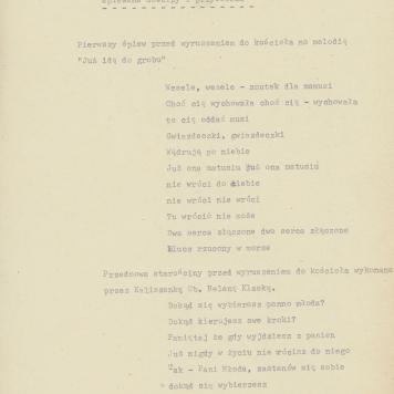 Śpiewy ludowe weselne na terenie miasta Kalisza i powiatu śpiewane dowcipy i przysłowia