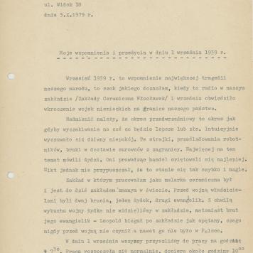 Moje wspomnienia i przeżycia w dniu 1 września 1939 r.
