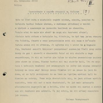 Opowiadanie z czasów okupacji m. Kalisza