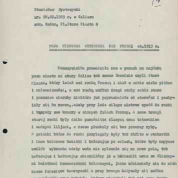 Moja pierwsza wycieczka nad Prosnę ok 1913 r.