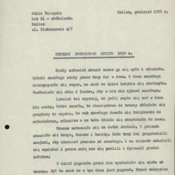 Obrzędy pogrzebowe sprzed 1939 r.