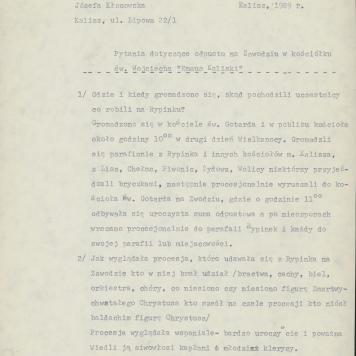 Pytania dotyczące odpustu na Zawodziu w kościółku św. Wojciecha. "Emaus kaliski"