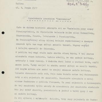 Opowiadanie prawdziwe "Czarownica"