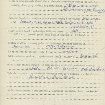 Wiktoria Głowinkowska - kwestionariusz osobowy