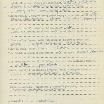 Walentyna Jędraszczyk - kwestionariusz osobowy