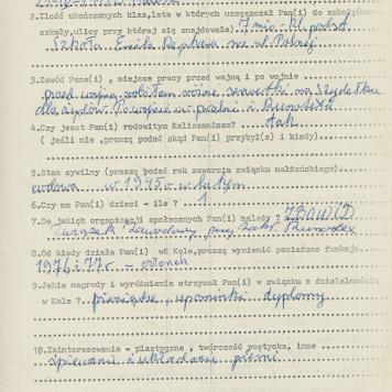 Helena Grzegorczyk - kwestionariusz osobowy