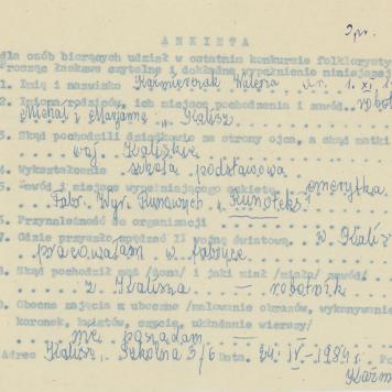 Waleria Kaźmierczak - ankieta osobowa