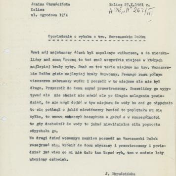 Opowiadanie o rybaku o tzw. Warszawskim Dołku