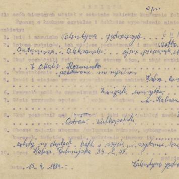 Walentyna Jędraszczyk - ankieta osobowa