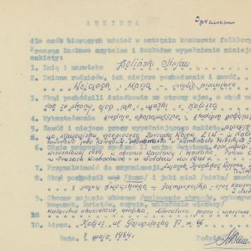 Stefan Boliński - ankieta osobowa