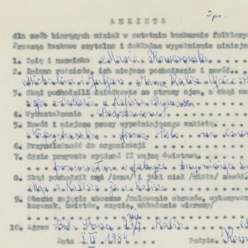 Maria Komorowska - ankieta osobowa