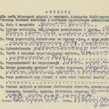 Genowefa Górczyńska - ankieta osobowa